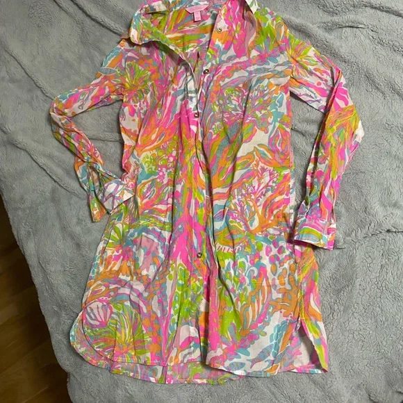 Lilly Pulitzer island tunic cover up shirts dress SZ S - Picture 3 of 3